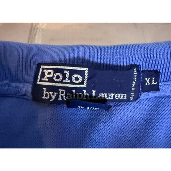 Men's POLO RALPH LAUREN Blue Cotton Polo Shirt Size XL - Picture 2 of 5